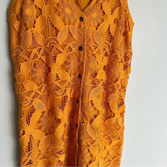 Anthropologie by Anthro Gold Lace Mini Shift Dress - Picture 6 of 7